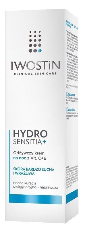 Фото - Крем і лосьйон Iwostin Hydro+ Sensitia Odżywczy krem na noc z Vit. C+E, 50 ml