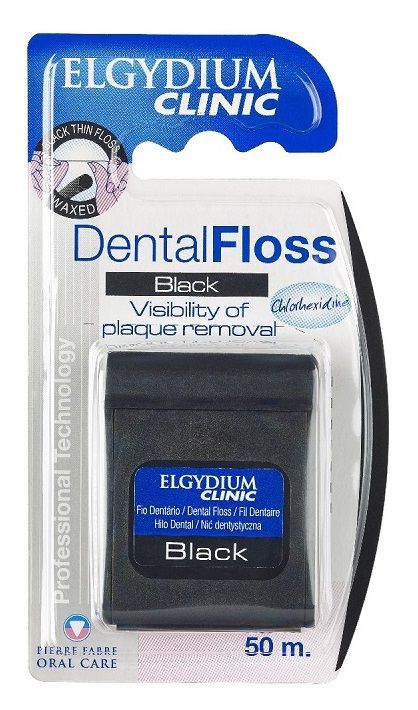 Elgydium Black 50m - czarna nić dentystyczna z chlorheksydyną 50m 3577056013140