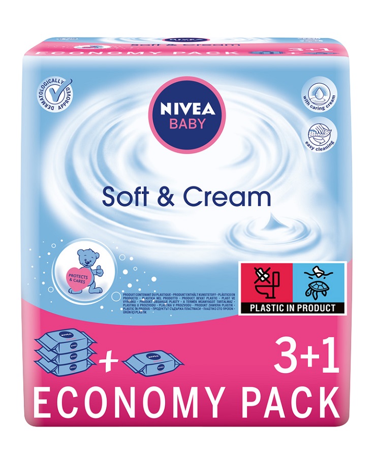 Nivea Baby CHUSTECZKI SOFT & CREAM 3+1 4X63szt. 86253