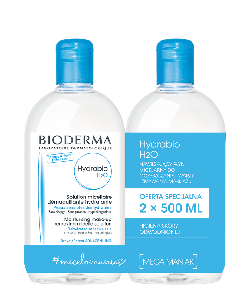 Bioderma hydrabio h2o - płyn micelarny do demakijażu 250 ml + 250 ml (duopack)