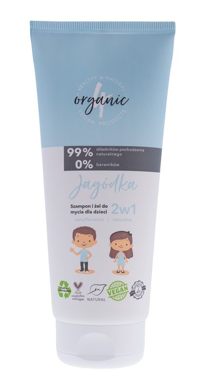 4organic 4organic Pielęgnacja ciała Szampon i żel do mycia dla dzieci 2w1 Jagódka 200 ml