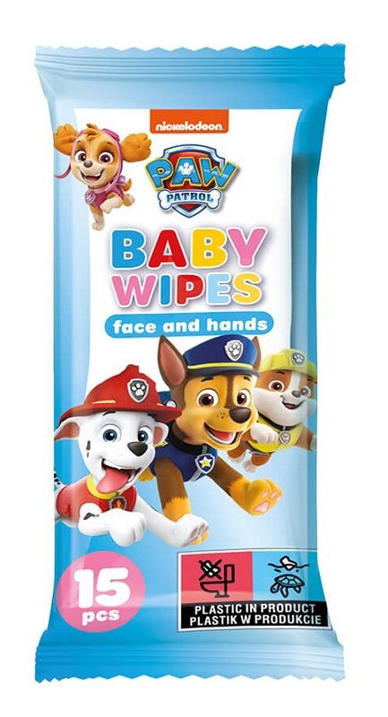 Psi Patrol Psi Patrol - Chusteczki wilgotne do buzi i rączek 15szt