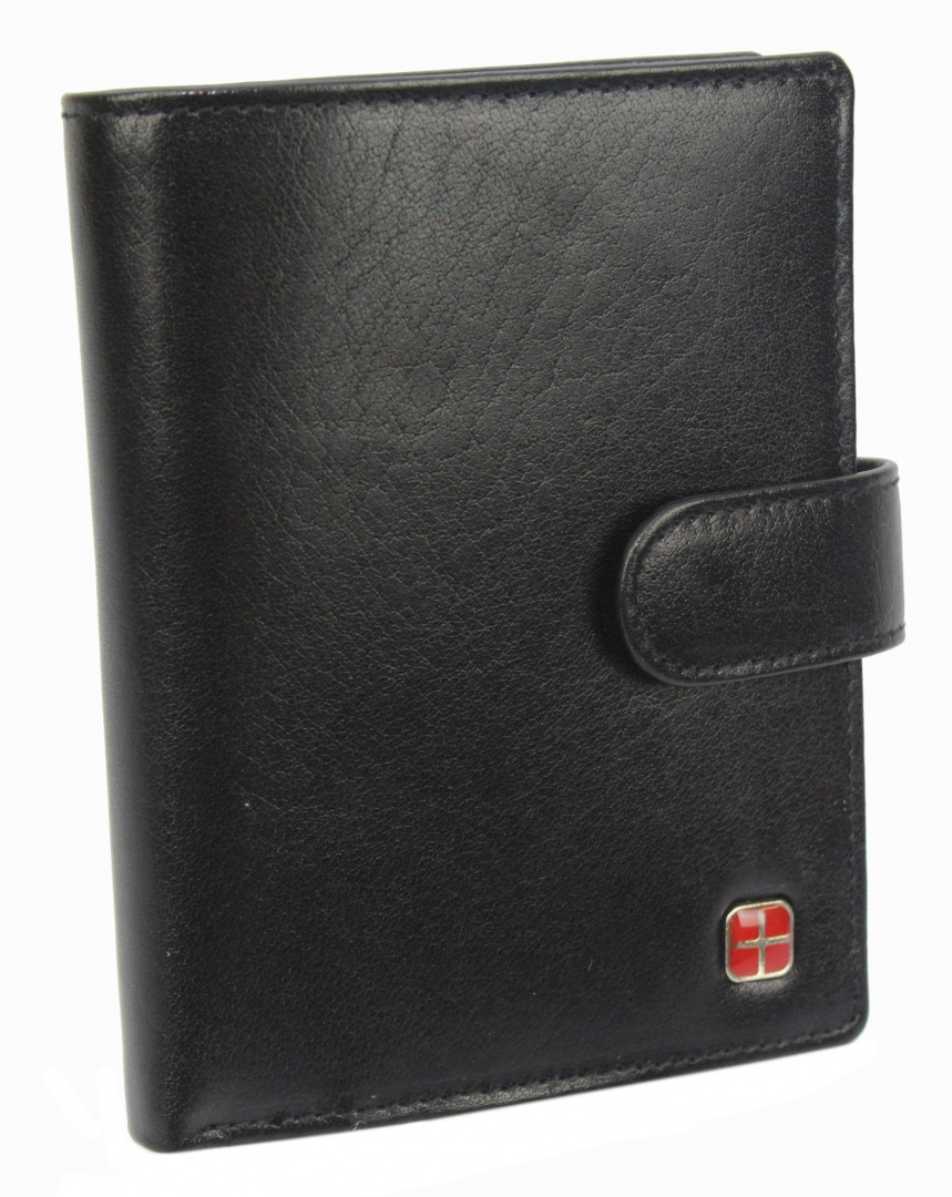 Elegancki Portfel Męski Skórzany ALBATROSS Skóra Licowa RFID Duży Pionowy Płaski Z Zapinką SN-MW09Z