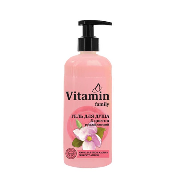 Healing VITAMIN FAMILY Relaksujący żel pod prysznic 5 kwiatów, 650 ml 4607070931157