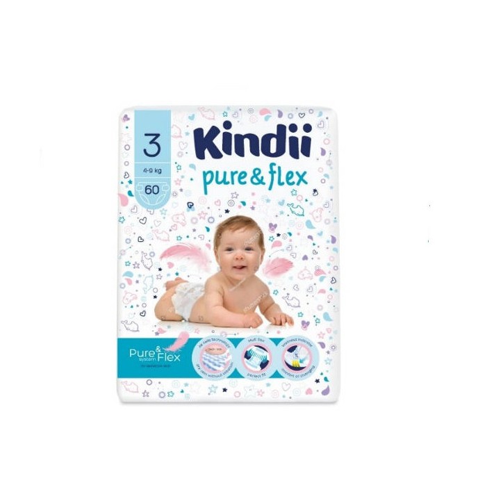 HARPER Kindii Pure & Flex Pieluchy jednorazowe 3 (4-9kg) 1op.-60szt