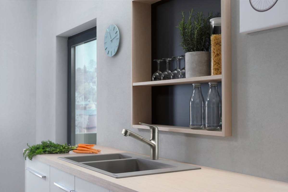 Hansgrohe Focus M42 Bateria kuchenna z wyciąganą wylewką stal szlachetna 71829800