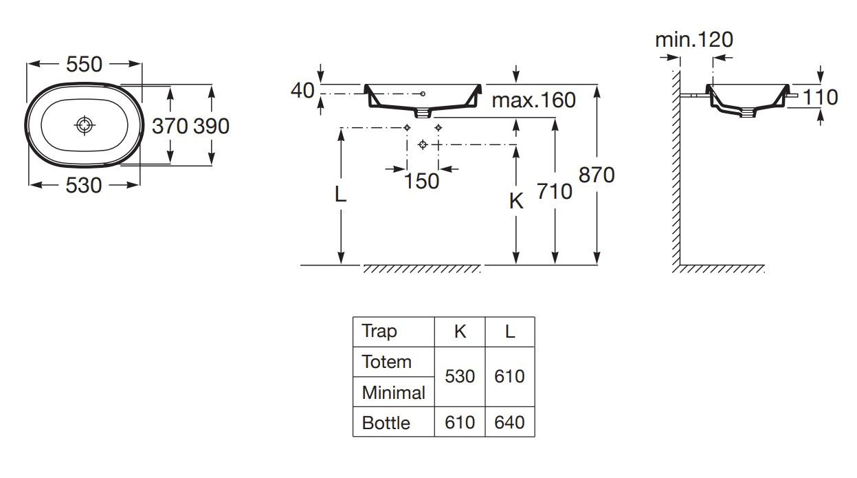 Roca Gap Round Umywalka blatowa owalna z przelewem - A3270Y5000