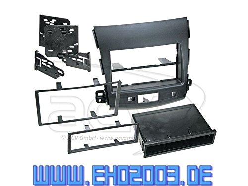 2 DIN zestaw do montażu radia osłona kabel przyłącza radia, adapter antenowy, kompletny zestaw do Peugeot 4007 V 09/2007-03/2012 czarny