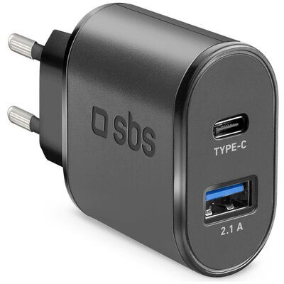 SBS USB + USB-C 15W czarny TETRAVUSBTC2AFAST