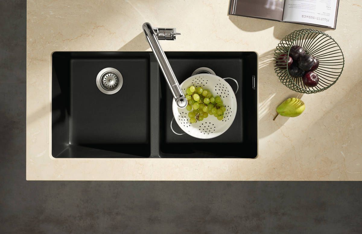 Hansgrohe S51 Zlewozmywak granitowy dwukomorowy 82x45 cm grafitowa czerń 43434170