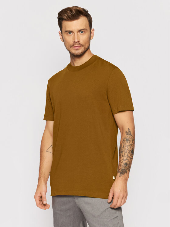 Selected Homme T-Shirt Colman 200 16077385 Brązowy Relaxed Fit