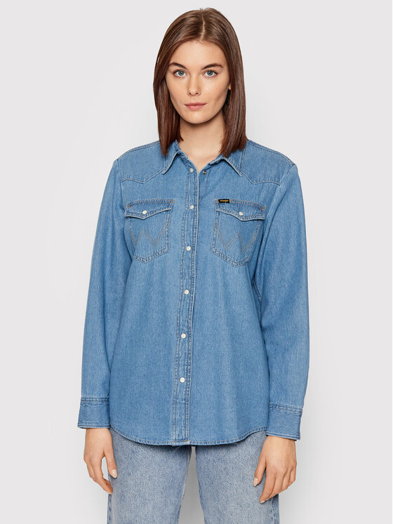 Wrangler Koszula jeansowa W5S9LWX8E Niebieski Regular Fit