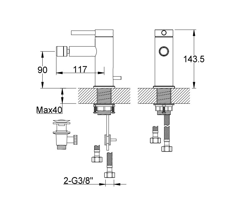 KOHLMAN bateria umywalkowa AXEL QB130AGD złoto QB130AGD