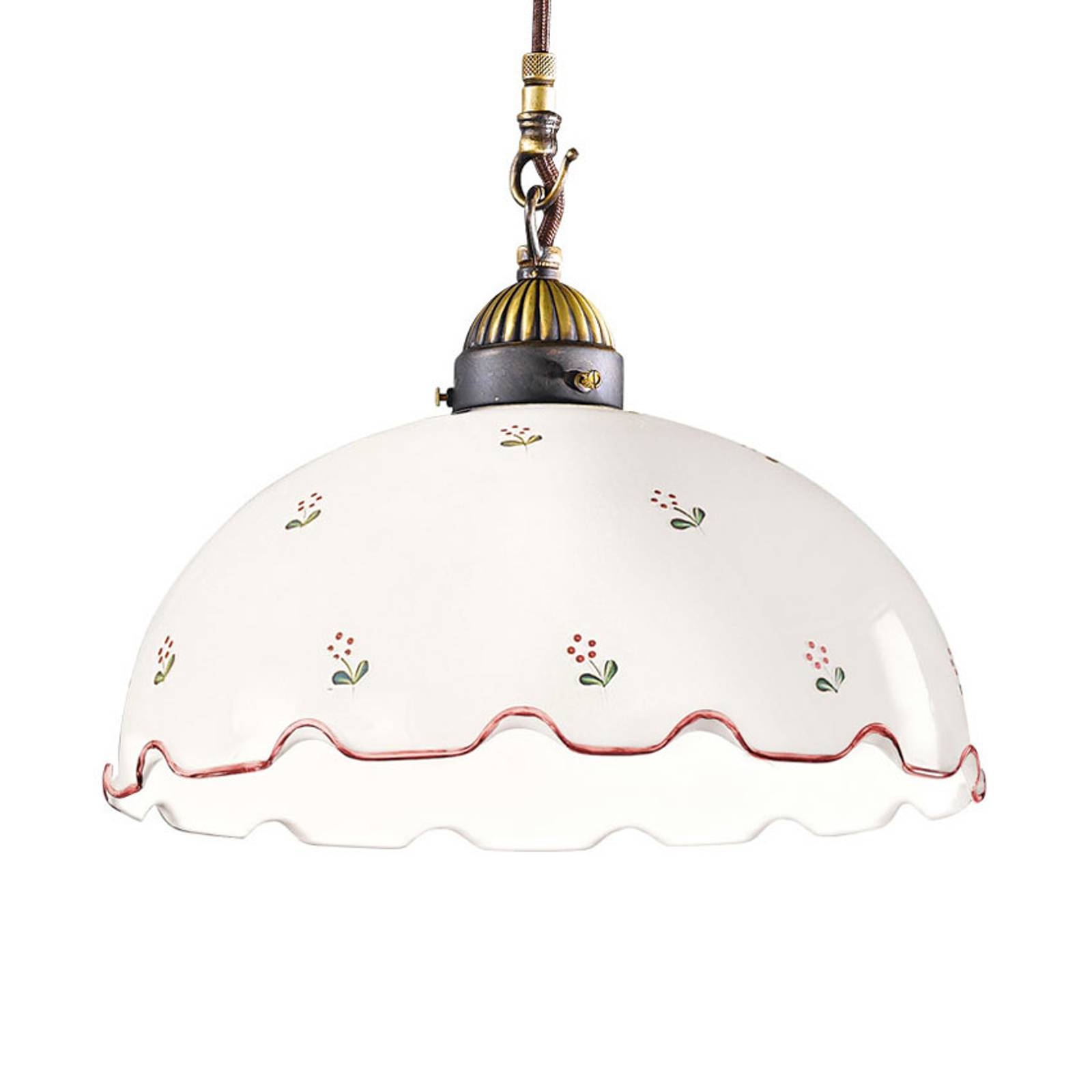 Lampa wisząca Nonna Blume, biało-czerwona, Ø 30 cm