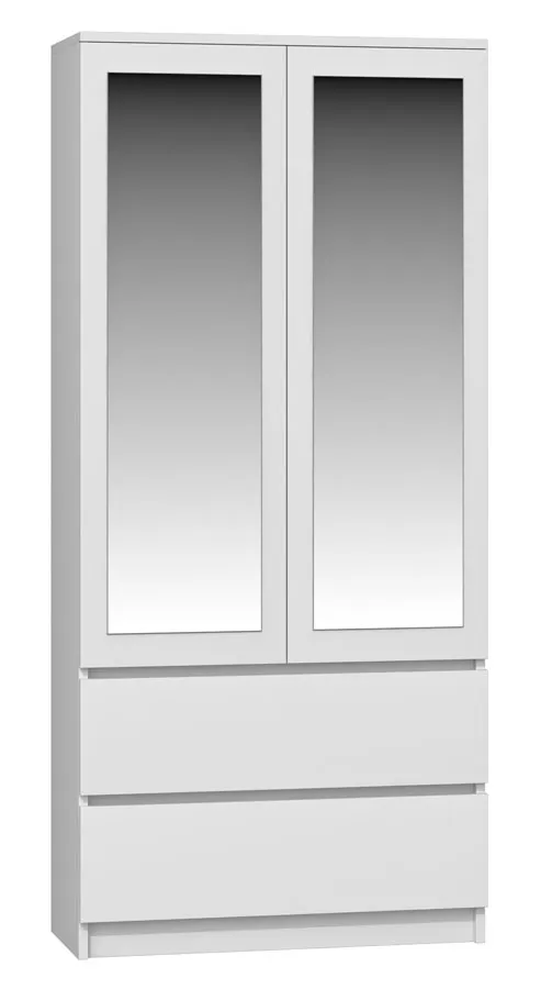 Biała minimalistyczna szafa z lustrem G3-M15