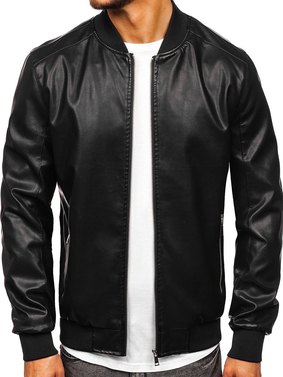 Kurtka Skórzana Bomberka Czarna 1147 DENLEY_2XL
