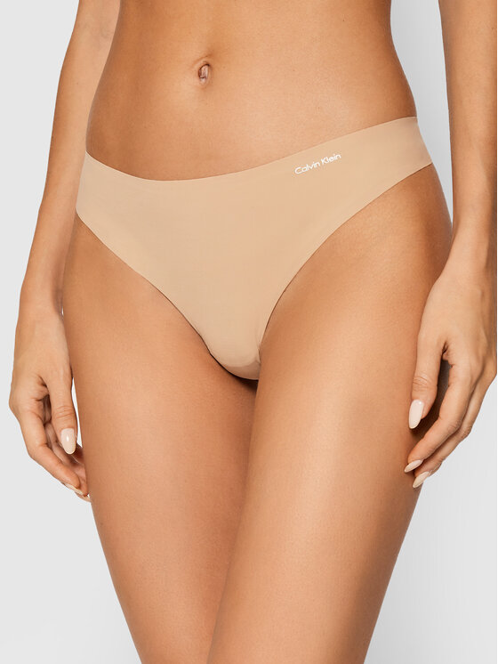 Calvin Klein Underwear Stringi 0000D3428E Beżowy