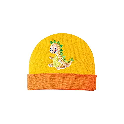 Heless Heless 1135 1135 dziergana czapka dla lalek w stylu dinozaura, rozmiar 28-35 cm, żółto-pomarańczowa 1135