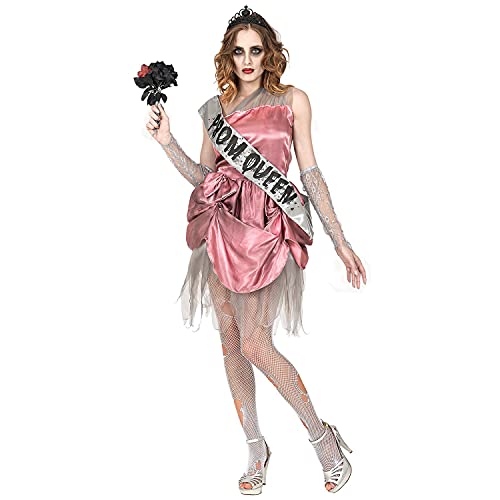 Widmann 10704 - kostium Zombie królowa balu, sukienka z szarfą, rękawiczki bez palców, tiara