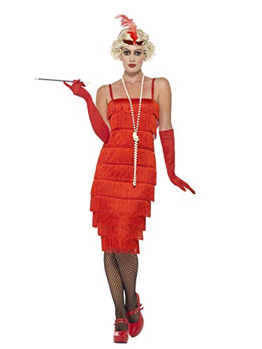 Smiffys Smiffys 45501S, damski kostium Flapper długa sukienka opaska na włosy i rękawiczki, czerwony,36-38 (rozmiar producenta: S) 45501S