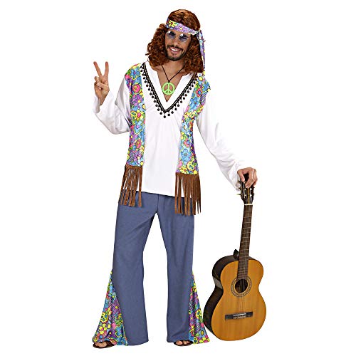 Widmann Widmann 53622 - kostium Woodstock Hipispie, koszula z kamizelką, spodnie, opaska na czoło, Flower Power, przebranie, karnawał, impreza tematyczna 56022