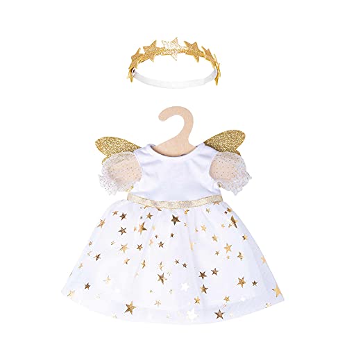 Heless Heless 2152 2152 sukienka dla lalek z motywem anioła stróża, skrzydła i opaska na włosy, rozmiar 35-45 cm, biało-złoty 2152