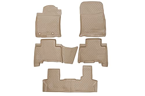 Gumowe maty do TOYOTA Land Cruiser Prado 150 2013-> 7 seats 5-częściowy beżowy