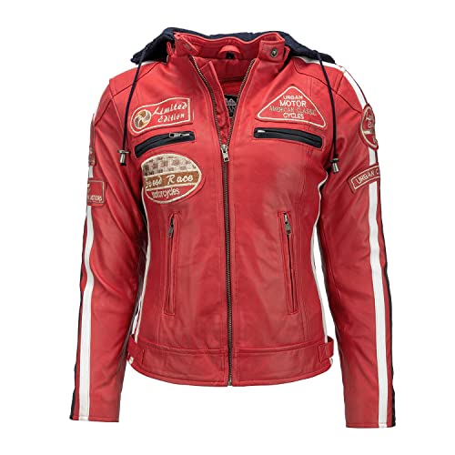 Urban Leather 58 Damska kurtka motocyklowa z ochraniaczami, Rot Wax, rozmiar 3XL