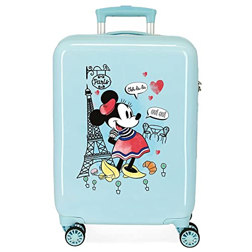 Disney Minnie Around the World torba kabinowa, niebieska, 38 x 55 x 20 cm, sztywna, ABS, zamek szyfrowy boczny 34, 2 kg, 4 podwójne kółka, bagaż podręczny, Niebieski, 38x55x20 cms, Walizka