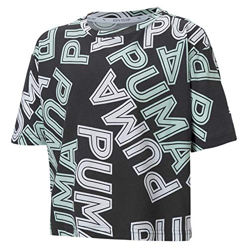 Puma Dziewczęcy nowoczesny T-shirt sportowy AOP Tee G z krótkim rękawem czarny czarny 37 58143051