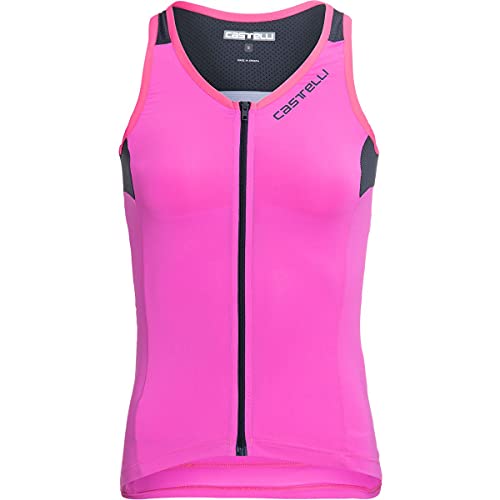 CASTELLI Damski sportowy biustonosz Solare Top Pink Fluo/Dark Steel Blue S