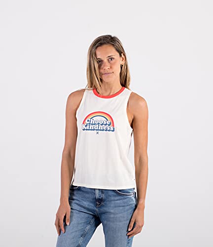 Hurley Damska koszulka z krótkim rękawem w Pride Ringer Tank Tofu. S 3HT01550154-TOFU