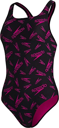 Speedo Damski strój kąpielowy Boom Allover Medalist One Piece Czarny/elektryczny ró$16owy 28 (DE 32) 812199G118