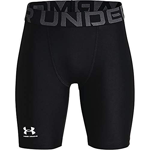 Under Armour Under Armour Chłopięce oddychające spodnie sportowe dla chłopców, szybkoschnące krótkie spodnie z materiału HeatGear Ua Hg Armour Shorts czarny czarno-biały YXL 1361737-001-Youth X-Large