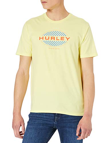 Hurley Męska koszula M Evd WSH owalna Checkers Ss żółty Lt Cytrron L CZ6038