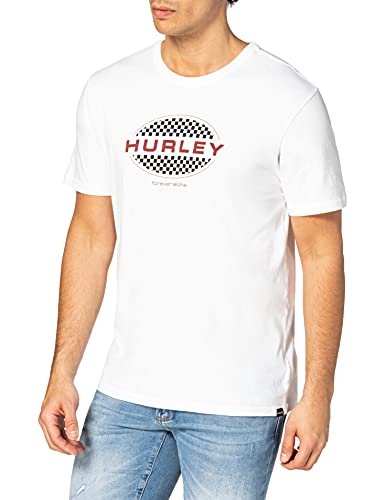 Hurley Męska koszula M Evd WSH owalna Checkers Ss biały biały S CZ6038