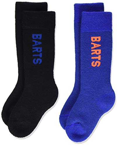 Barts Unisex Baby Basic 2-pak dziecięce skarpety do kolan Black (0001-BLACK & BLUE 001D) 31-34 (Manufacturer size: 31/34) 15-0000000560-001D
