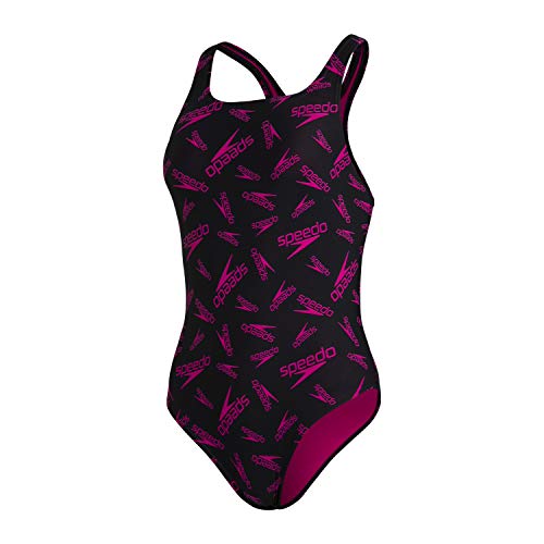 Speedo Damski strój kąpielowy Boom Allover Medalist One Piece Czarny/elektryczny ró$282owy 30 (DE 34) 812199G118