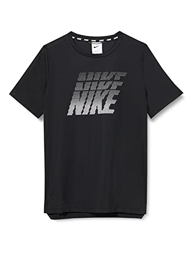 NIKE Chłopięca B NK DF Breathe GFX SS TOP t-shirt, czarny/biały, XS