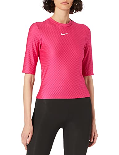 Nike Damska koszulka W Nsw Icn Clsh Top Ss Mesh T-Shirt Fireberry/(White) M