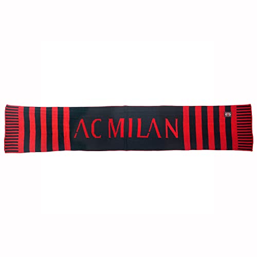 0901N|#Ac Milan Szalik żakardowy z logo żakardowym, dla mężczyzn, czerwono-czarny, L