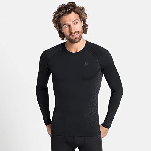 ODLO Męska koszulka Bl Top Crew Neck L/S Performance Warm Eco czarny Black New Graphite Grey S 19619260212S