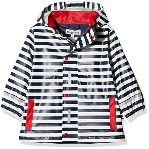 Playshoes Dziecięca kurtka przeciwdeszczowa z odpinanym kapturem, uroczy płaszcz przeciwdeszczowy dla dziewcząt, z wzorem truskawki niebieski niebieski (Marine/biały 171) 98 408540-171