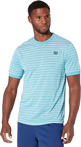 Wilson Wilson Męska koszulka z krótkim rękawem, STRIPE CREW wielokolorowa niebieski (Barr Reef) / biały XXL WRA789201