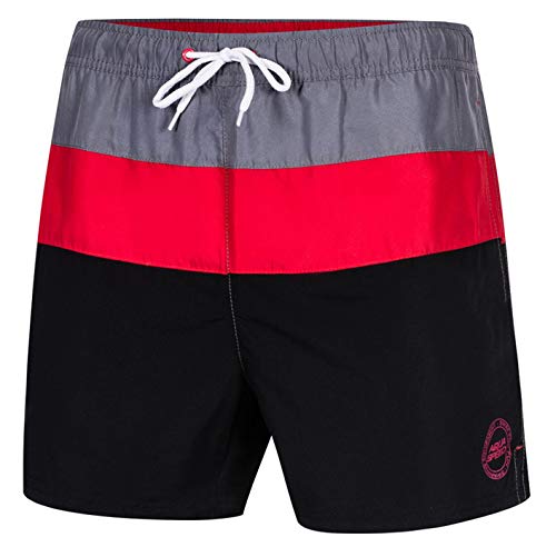 Aqua Speed Aquaspeed męskie szorty kąpielowe, stylowe i wygodne, z kieszenią z tyłu, idealne na basen lub plażę, kolor travis, szare/czerwone/czarne, L 1