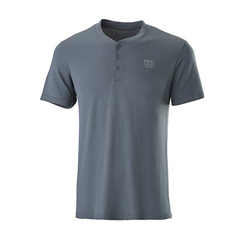 Wilson Wilson Męska koszulka z krótkim rękawem, PWR SMLS HENLEY II szary szary (Turbulence) XXL WRA789102XX