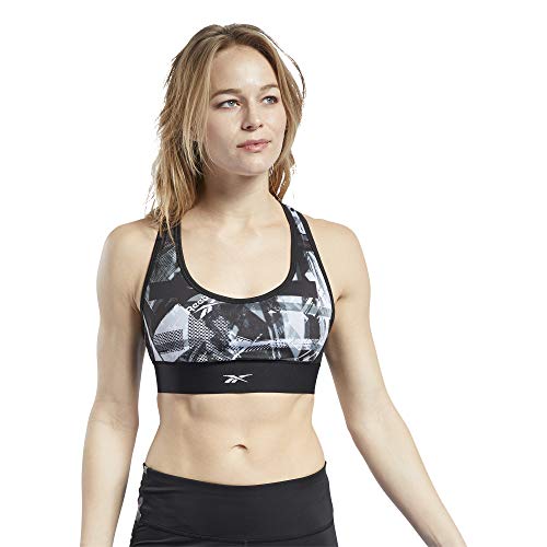 Reebok Damski biustonosz sportowy Wor Myt AOP Racer Bra wielokolorowa czarny/biały xxs FU2403