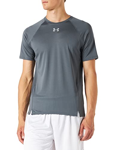 Under Armour Under Armour Męski oddychający T-shirt UA Qualifier z ultralekkiego materiału, wygodna koszulka sportowa o ściśle przylegającym kroju czarny (Pitch Gray/Pitch Gray/Reflective (012)) XXL 1326587-012-XX-Large