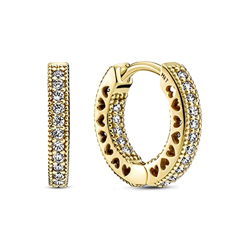 Pandora Pandora Kolczyki w kształcie serca Pavé z 14-karatowego pozłacanego stopu metalu z cyrkoniami z kolekcji Signature Collection, 266317C01