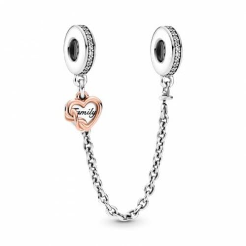 Pandora Pandora Komfortowy łańcuszek z zawieszką w kształcie serca ze srebra wysokiej próby i 14-karatowego różowego złota ze stopem metalu z cyrkoniami z kolekcji Pandora Moments 789541C01-05